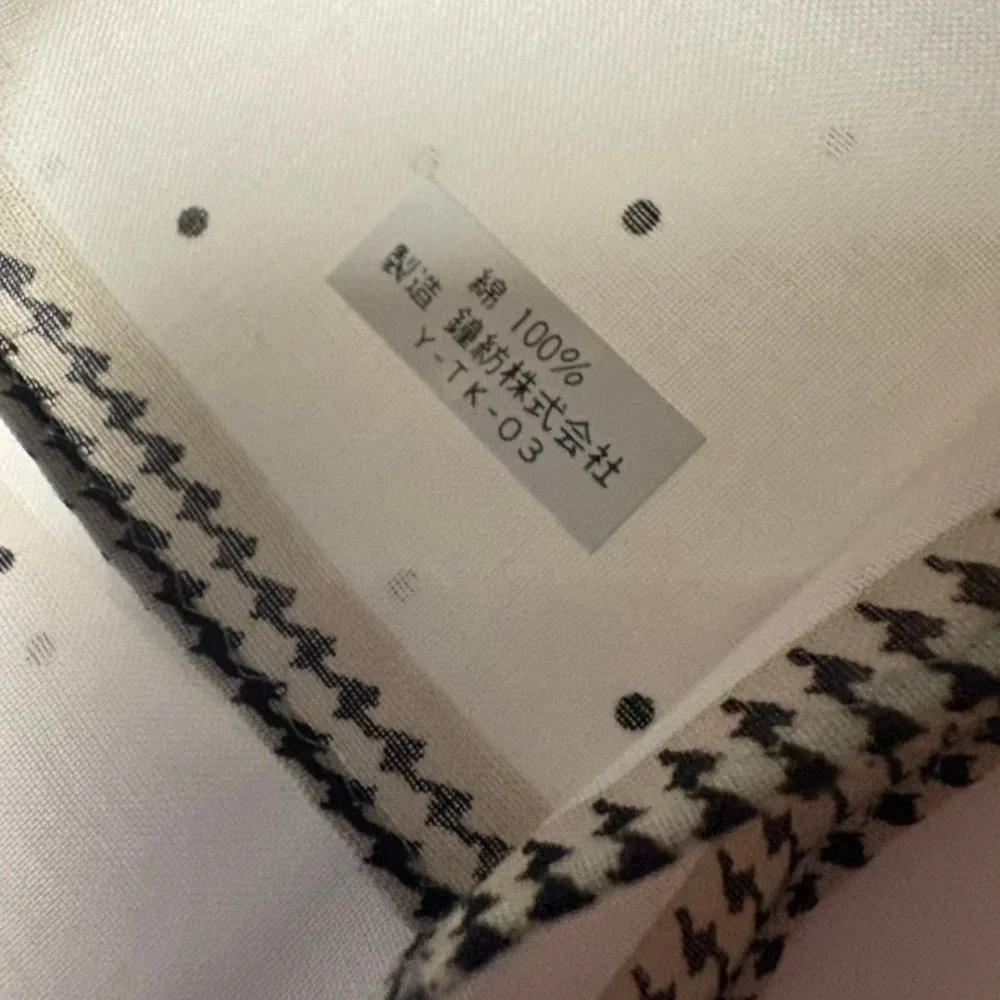 Vtg CHRISTIAN DIOR Scarf Handkerchief Polka Dot Cotton Cream Black 18.5